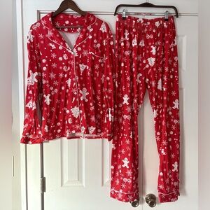 Sample‎ Sale Red Snowflake Gingerbread Pajama Set Size Large New